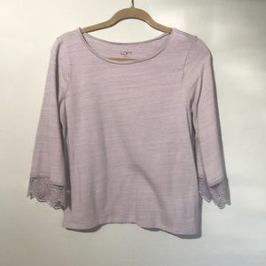 Cute lilac Cotton Loft sweater with lace accents
